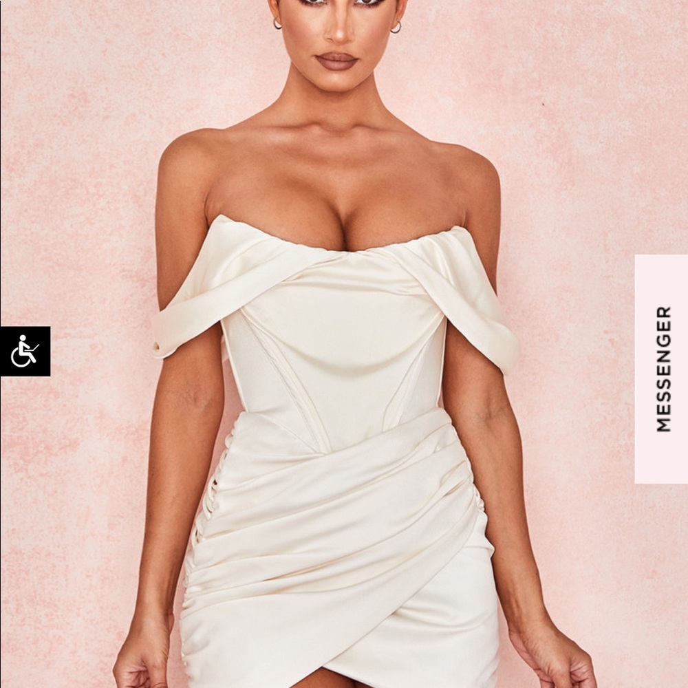 Coraline Ivory Satin Corset dress
